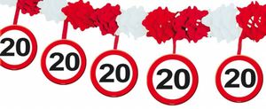 Verjaardags slinger 20 Jaar verkeersbord met onderhanger