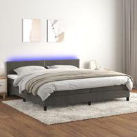 Boxspring met matras en LED fluweel donkergrijs 200x200 cm