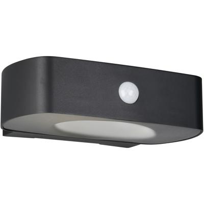 LED Tuinverlichting - Trion Lior - Wandlamp Buitenlamp - 1 Lichtpunt van 6 Watt - Natuurlijk Wit 4000K - Schemeringsensor - Bewegingssensor - Zwart - Kunststof