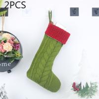 2 stuks CX20221 kerst wol breien sok Gift Bag kerstboom hanger decoratie (groen)