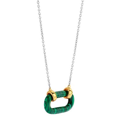 TI SENTO-Milano 34012MA Ketting Ovaal zilver goud-en zilverkleurig-malachietgroen 38-48 cm