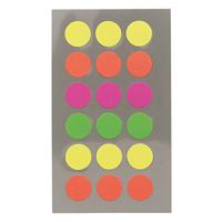 Hobby stickers - 216x stuks - D15 mm - neon kleuren ronde stickers - Kantoor stickers - Scrapbook - thumbnail