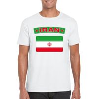 T-shirt met Iraanse vlag wit heren - thumbnail