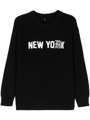 R13 pull en coton à logo brodé - Noir