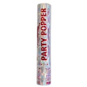 Confetti popper zilver 28 cm