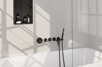 Brauer Black Edition inbouw badkraan met uitloop en staafhanddouche zwart mat - thumbnail