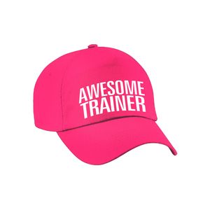 Cadeau pet/cap voor volwassenen - Awesome Trainer - roze - geweldige trainer