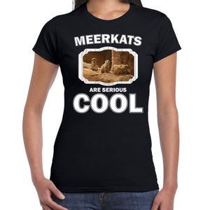 Dieren stokstaartje t-shirt zwart dames - meerkats are cool shirt