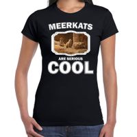 Dieren stokstaartje t-shirt zwart dames - meerkats are cool shirt - thumbnail