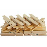 Wasknijpers - 50x st - naturel -7 cm - hout - knijpers - hobby