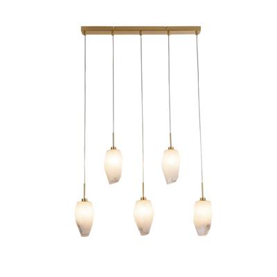 Searchlight 5-lichts hanglampRocky met wit glas - 23145-5SB