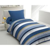 HOME PASSION STANIS microvezel dekbedset - 1 dekbedovertrek 140 x 200 cm + 1 kussensloop 63 x 63 cm - Blauw