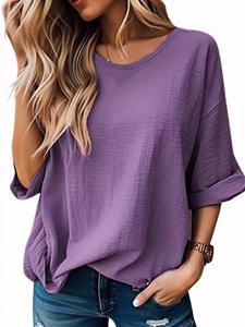 Plain Crew Neck Casual Shirt