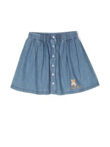 Moschino Kids chemise en jean à logo brodé - Bleu