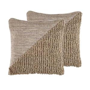 Beliani-ASLANAPA -Sierkussen set van 2-Beige-45 x 45 cm-Katoen