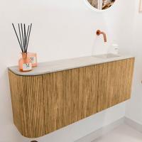Toiletmeubel Mondiaz Joya Dlux | 101.6 cm | Meubelkleur Oak | Faye wastafel Ostra Wasbak Rechts | Zonder kraangat(en)