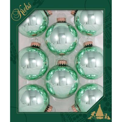 Krebs Kerstballen - 8x st - mintgroen - 7 cm - glas - seafoam groen - kerstversiering