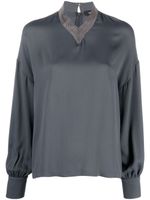 Fabiana Filippi blouse ornée de perles à manches longues - Gris - thumbnail