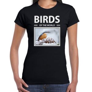 Boomklever vogels t-shirt met dieren foto birds of the world zwart voor dames