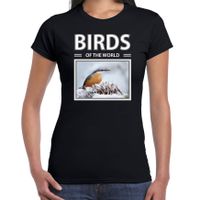 Boomklever vogels t-shirt met dieren foto birds of the world zwart voor dames - thumbnail