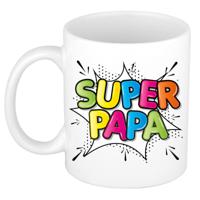 Cadeau koffie/thee mok voor papa - wit - super papa - keramiek - 300 ml - Vaderdag