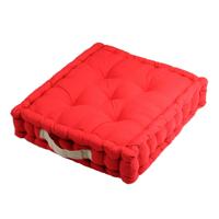 Stof Textile Vloerkussen DUO - rood - katoen - 45 x 45 x 10 cm - vierkant - Extra dik