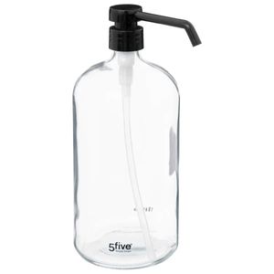 Zeeppompje/zeepdispenser van glas - transparant - 1 liter