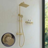 Regendouche set SaniClear Vision Curved | Opbouw | 20x30 cm | Mengkraan | Incl.Handdoucheset | Messing Geborsteld