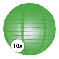 10x Groene lampionnen rond 25 cm versiering feestartikelen   -