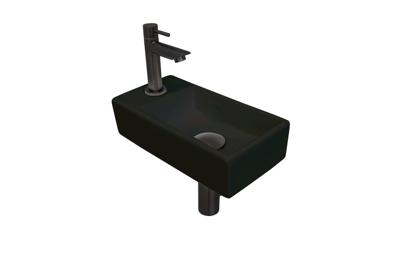 Fonteinset INK Versus 36x18x9cm Porselein Mat Zwart Met Kraangat Links Metal Black