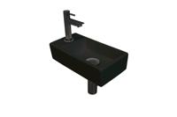 Fonteinset INK Versus 36x18x9cm Porselein Mat Zwart Met Kraangat Links Metal Black