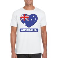 Australie hart vlag t-shirt wit heren 2XL  -