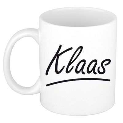 Naam cadeau mok / beker Klaas met sierlijke letters 300 ml