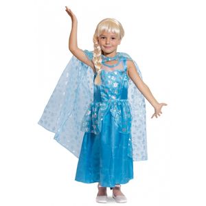 Blauwe prinsessenjurk met cape voor meisjes 6-8 jaar   -