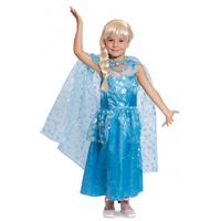 Blauwe prinsessenjurk met cape voor meisjes 6-8 jaar   - - thumbnail