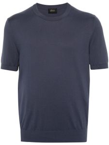 Brioni t-shirt en maille à manches courtes - Bleu