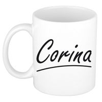 Corina voornaam kado beker / mok sierlijke letters - gepersonaliseerde mok met naam   - - thumbnail