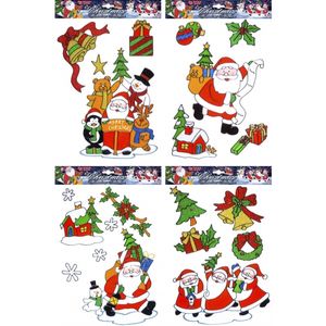 Kerstversiering raamstickers kerstman plaatjes