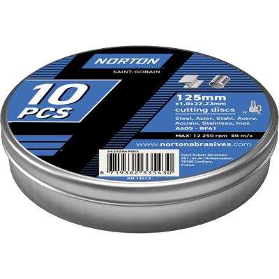 Norton Doorslijpschijf Vlak St/RVS A60S 125x1mm BF41 - 10 stuks