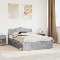 Bedframe met hoofdeinde Beton 140 x 200 cm Massief grenenhout