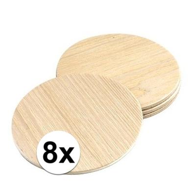Glazen onderzetters - 8x stuks - rond - hout - D10 cm - glas onderleggers