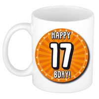 Verjaardag cadeau mok 17 jaar - oranje - wiel - 300 ml - keramiek   -