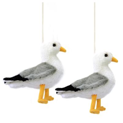 Creation pluche zeemeeuw knuffeldier - 2x - grijs/wit - met geluid - 30 cm