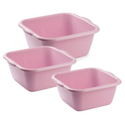 Plasticforte 3x huishoud teilen set - afwasbak - kunststof - 15-20-20 liter - roze - schoonmake Plasticforte 3x huishoud teilen set - afwasbak - kunststof - 15-20-20 liter - roze - schoonmake
