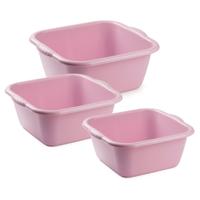 Plasticforte 3x huishoud teilen set - afwasbak - kunststof - 15-20-20 liter - roze - schoonmake