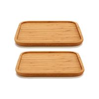 2x stuks bamboe houten broodplanken/serveerplanken vierkant 25 cm - Serveerplanken - thumbnail