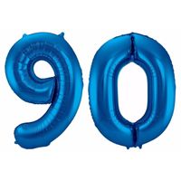 Cijfer ballon 90 jaar blauw