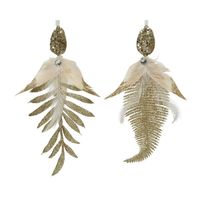 Blad pp a2 leaf feathers glitter organza - Decoris - thumbnail