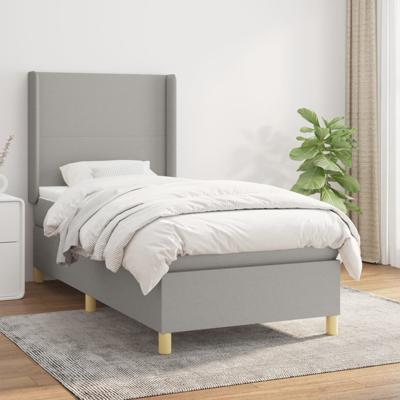 Boxspring met matras stof lichtgrijs 90x190 cm