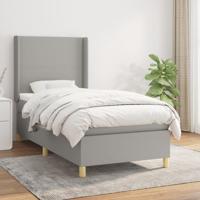 Boxspring met matras stof lichtgrijs 90x190 cm